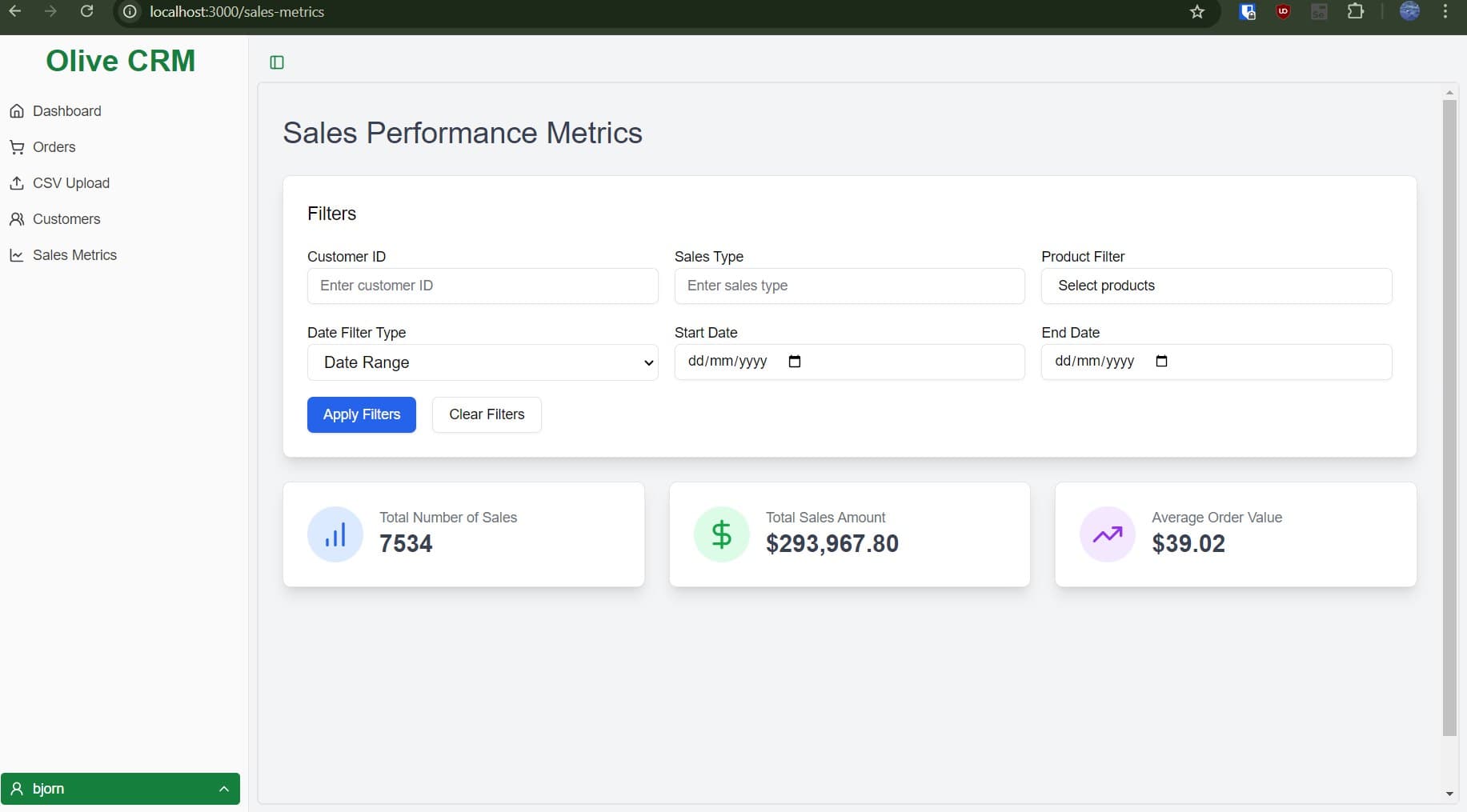 Olive CRM project preview